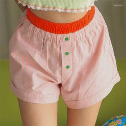 Shorts voor dames y2k gestreepte print patchwork elastische taille casual boksers broek boho vrouwen losse botton zomer strandkleding