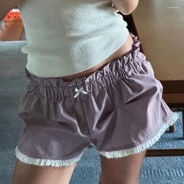 Shorts pour femmes Y2K Vintage à carreaux à carreaux à carreaux Boxer Boxers Retro Street Sweet Cute Aesthetic Frill Kawaii Tenues