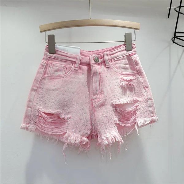 Shorts pour femmes y2k Wear Perforerated Denim Fashionable High Street Style Colorful Diamond Girl Pantalon de jambe