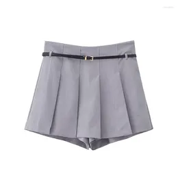 Dames shorts Yenkye -vrouwen met randen met randen doos vintage hoge taille side ritsjipper vrouwelijke zomer skort