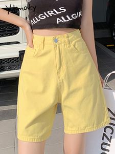Damesshorts Yitimoky Gele denim jeans shorts voor vrouwen zomer Koreaanse mode streetwear high taille chic kleurrijke buit -vracht shorts 230516