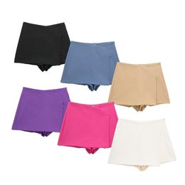 Shorts pour femmes ZATRHMBM Femmes Mode Taille Haute Mini Culottes Vintage Side Zipper Asymétrique Femelle Pantalon Court Mujer 230317