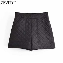 Dames shorts ZEVITY Women Fashion Black Dunne Vegleed vrouwelijk Chique High Taille Side Zipper gewatteerd katoen Casual Pantalone Cortos P1191 Y2302