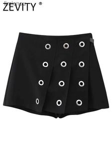 Damesshorts ZEVITY Damesmode Knoopsgatdecoratie Drukplooien Minirok Shorts Lady Rits Hot Shorts Chic Pantalone Cortos QUN5165C243128