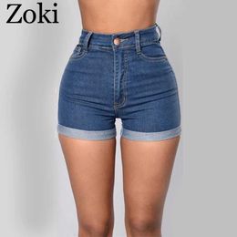 Dames shorts Zoki dames denim shorts mode zomer zomers high taille wide poots shorts los blauwe short jeans sexy hemm wassen vrouwelijke jeans y240420