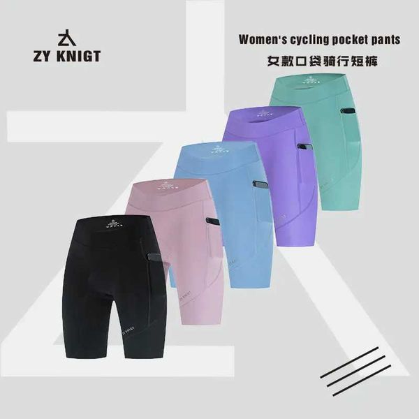 Pantalones cortos para mujer ZY KNIGT, pantalones cortos para montar para mujer, bolsillo de almacenamiento, cojín de esponja para coche de carretera de verano, pantalones cortos deportivos, pantalón de corte, pies L24313