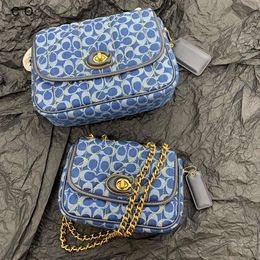 Les sacs à bandoulière pour femmes sont en vente à l'usine Olay Nouveau petit sac oreiller en chambray Madison Chain Square Quilted Shoulder