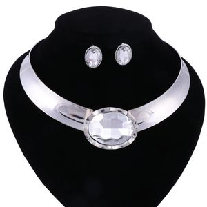 Ensemble de bijoux de fête de mariage plaqué argent pour femme