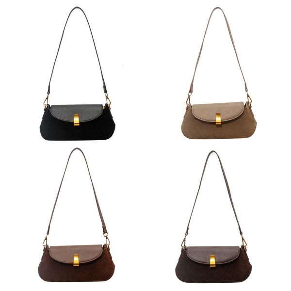 Bolso de hombro para mujer, los bolsos de mujer más baratos, solapa de Metal de Color sólido mate FMT-4051