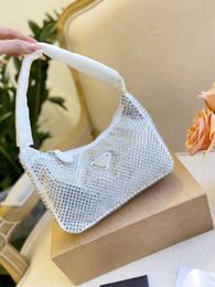 Dames enkele schoudertas kleur kristal diamant zomer mode handtas alar luxe handtas portemonnee glanzende nylon klassieke zadeltassen voor het avondeten