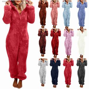 Dames Sleep Lounge 2023 Mode Onesies Fleece Nachtkleding Overall Grote maten Kapsets Pyjama's voor Dames Volwassen voor Winter Warme Pyjama's Dames S-5XL L231129