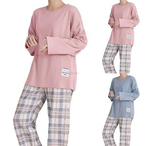 Femmes sommeil salon automne maison pièce ensemble femmes 2 pyjamas pour Plus hiver décontracté vêtements de détente femmes chemises de nuit taille costume vêtements de nuit coton doux zln231115