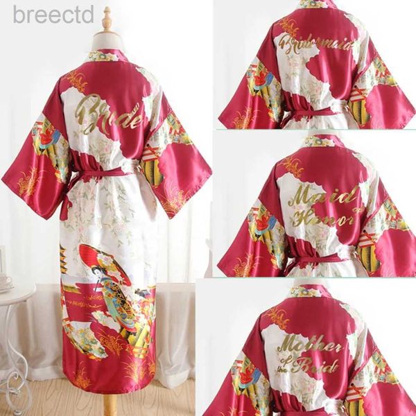 Salón para dormir para mujeres Borgoña Maid de Honor Honor Rata Madre de la novia Mujeres Satin Boda Kimono Renuncias Sleepwowner Disqueo Mujer Basta de baño D240419