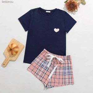 Ensembles décontractés pour femmes, tenues pour femmes, t-shirt, costumes de maison avec short, haut de nuit, ensembles de 2 pièces, vêtements d'été, point S M L XLL240122