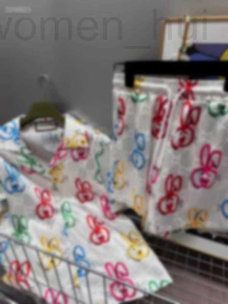 Femmes Sleep Lounge Designer Version correcte G lettre pyjama décontracté pour femmes chemises shorts ensemble deux pièces mignon petit costume de soie de lapin chemise à manches courtes DCQ3