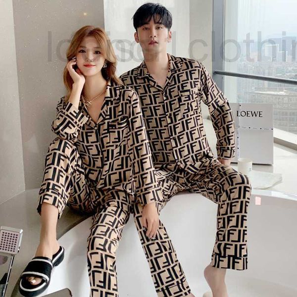 Femmes Sleep Lounge Designer Designer Nouveau couple pyjamas mode mince costume à manches longues pour hommes vêtements de maison en soie femmes je peux 4UXS 00YB