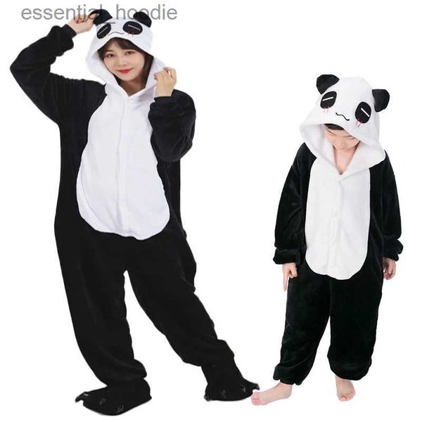 Salón del sueño de las mujeres Monos con capucha de una pieza para adultos Ropa de niña Niños Pijamas de panda Invierno Animal Onesies Dibujos animados Ropa de dormir Pijamas L231129