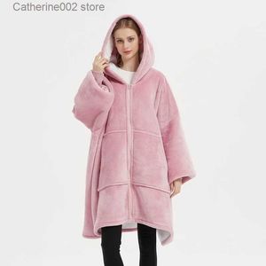 Dames Slaaplounge Oversized Sherpa Winter Outdoor Heren Dames Grote maten Hoodie Sweatshirts Rits Gezellig Comfortabel Bank Fleece TV-zak Deken met capuchon T231024