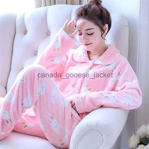 Femmes sommeil salon pyjama femme hiver femmes chaud Sexy pyjamas grande taille Homewear mode maman dessin animé rose lapin 210809L230913