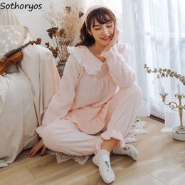 Dames Sleep Lounge Pyjama Sets vrouwen plus fluweel dikkere warme prinsesstijl zoete koraal fleece slaapkleding losse pyjama's vrije tijd comfortabel chic t221017