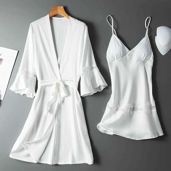 Sleep Sleep Sleep Sleep Patchwork maride Maid Robe de mariée robe satin femme Pyjamas salle de bain sexy