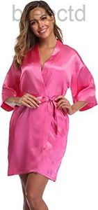 Dames slaap lounge gewoon satijnen gewaden hete roze champagne zilveren kimono badjas dames eenvoud pyjama bruiloft feest gewaden korte s-xxl d240419