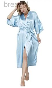 Dames Sleep Lounge Plus Size S-XXXL Rayon Bathrobe Dames Kimono Satin Long Robe Sexy Lingerie Classic Nighthad Sleepwear met riem D240419