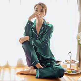 Dames Sleep Lounge gratis verzending!Pyjama's set vrouwen zijden satijn sleepwear met lange mouwen pijama pak vrouwelijke slaap tweedelige set loungewear