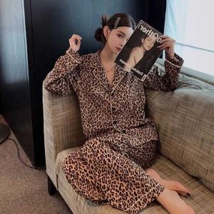 Sleep Women's Sleep Lounge The New Ladies Fashion Leopard Print Pyjama Femme Spring à manches longues Europe et les États-Unis Sexy Pyjamas Home Wear Suit