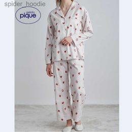 Dames Slaap Lounge WINTER Herfst Kamerkleding Dames Gelato Pique Vrouwen Pyjama Set Roze Aardbei Katoen Leuke Homewear L230920