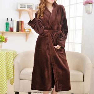 Dames Sleep Lounge Winter Warm flanel avondjurk badkamer koraal fluweel lange mantel kimono jurk dikke huiskleding casual pyjama's intiem onderkleding2405