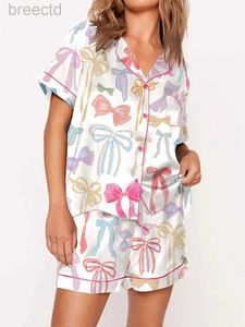 Salón de sueño para mujeres Satin Pajama Set de estabilizador Botón de la solapa hacia abajo