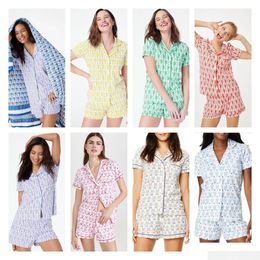 Salon de sommeil pour femmes pyjamas de lapin à rouleaux mignons y2k singe préfabriqué imprime 2 pièces pyjama ensemble de chemises à manches courtes pj s dhhjg