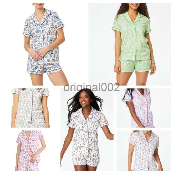 Women'S Sleep Lounge Pijamas Lindos De Conejo Rodillo para Mujer Y2K Mono Impresión Prefabricada Conjunto De Pijama De 2 Piezas Camisa De Manga Corta Ropa para El Hogar xn