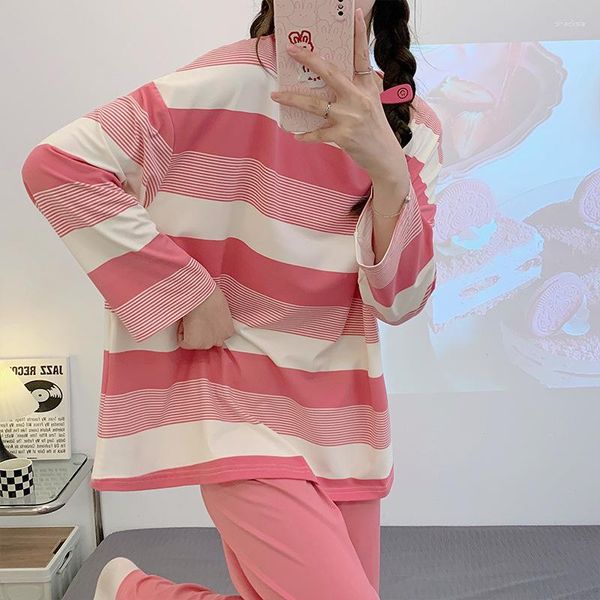 Vêtements de nuit pour femmes 1 joli pyjama à manches longues Qiu Dong saison étudiantes au printemps et en automne fille imitation coton vêtements de loisirs