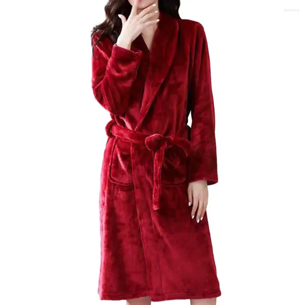 Vêtements de nuit pour femmes 14) Robe nocturne en toison corail plus Velvet Kimono Robe épaississeur de la flanelle masculine
