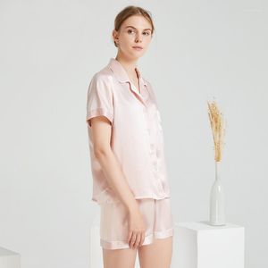 Vêtements De Nuit Femme 19 Momme Pyjama De Soie Véritable Pour Femme Short À Manches Courtes Ensemble 2 Pièces Vêtements De Nuit Solide Pijama De Mujer