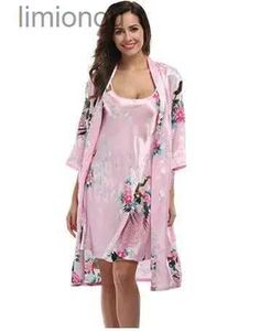 Vêtements de nuit pour femmes 2019 femmes Robe ensembles Sexy dentelle sommeil salon Pijama à manches longues dames vêtements de nuit peignoir Robe de nuit avec coussinets de poitrine C24319