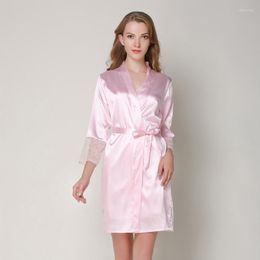 Vêtements de nuit pour femmes 2022 Robe de kimono en soie Peignoir Femmes Robes de demoiselle d'honneur Sexy Bleu Marine Satin Dames Robes de chambre