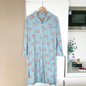 Vrouwen Nachtkleding 2023 Herfst Lange Mouw Katoenen Print Nachtjapon Voor Vrouwen Koreaanse Losse Nachthemd Nachthemd Homewear Thuis Gown nachtjapon