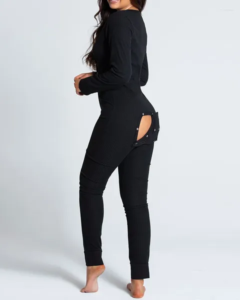 Ropa de dormir para mujer 2023 Otoño Invierno Mujeres Pijamas Y2K Monos de manga larga Sexy Open One Piece Traje de impresión de Navidad Lencería femenina