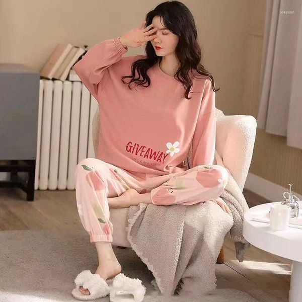 Vêtements de nuit pour femmes, ensemble de pyjama de marque, chemises de nuit à manches longues et pantalons de sommeil, costume 2 pièces, printemps, 2023