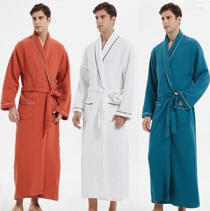 Dames slaapkleding 2023 Katoen Bathrobe Men Vrouwen Liefhebbers Wafle Robe Zomer El mannelijke Casual huiskleding Pyjama's verlengd