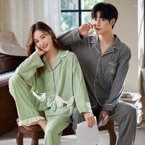 Vêtements de nuit pour femmes 2023 coton hommes Pijamas dessin animé mignon vêtements de nuit pour femmes longues hauts de nuit pantalon coréen mode Pjs maison vêtements