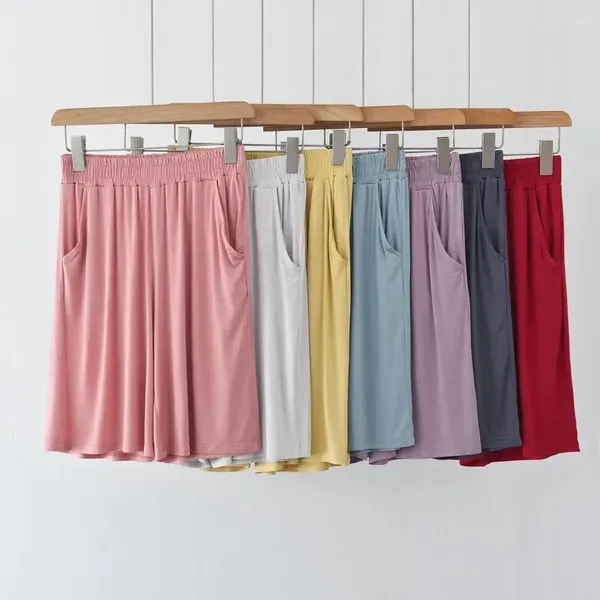 Vêtements de nuit pour femmes 2023 EST Style coréen Candy Couleur Taille haute Taille d'été Grande taille Mince Lâche Dames Pantalon de pyjama court avec poche