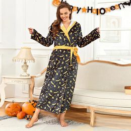 Mulheres sleepwear 2023 halloween nightwear casal camisola cosplay com capuz casa roupão de pele estendida flanela outwear S-2XL