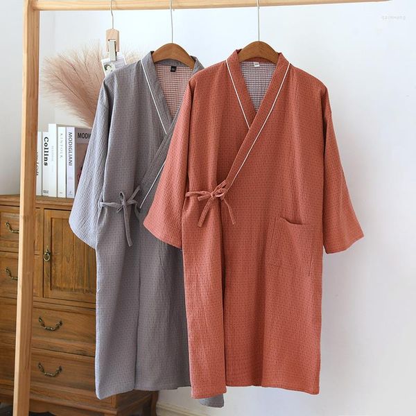 Vêtements de nuit pour femmes 2023 Kimono japonais Robe printemps/été Couple chemise de nuit coton grand peignoir hommes et femmes mi-longueur maison