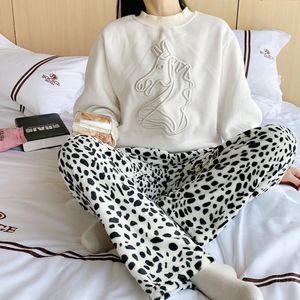 Vrouwen Nachtkleding 2023 Dames Cartoon Flanel Pyjamabroek Herfst Winter Koraal Fluwelen Zachte Dikke Warme Casual Thuis Broek Vrouwen