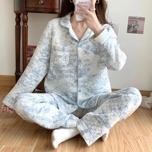 Vrouwen Nachtkleding 2023 Pamas Pak Dikke Warme Vest Winter Pyjama Sets Lange Mouw Herfst Thuis Kleding