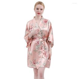 Dames slaapkleding 2023 Print bloem kimono jurk vrouwen badjas satijnen gewaad casual lounge slijtage femme losse nachthemd huiskleding lingerie